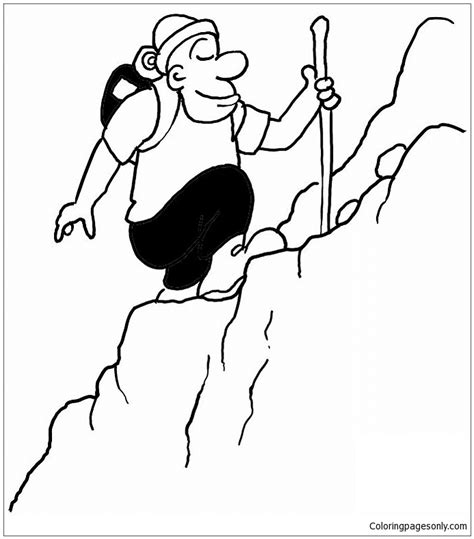man climbing  mountain coloring page  printable coloring pages
