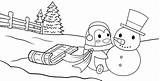 Penguin Snowman Coloring Playing sketch template