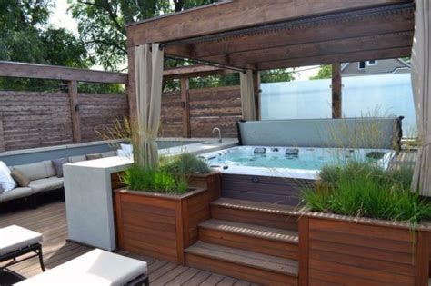 Whirlpool Garten Terrasse Sichtschutz Vorhänge Hot Tub Landscaping