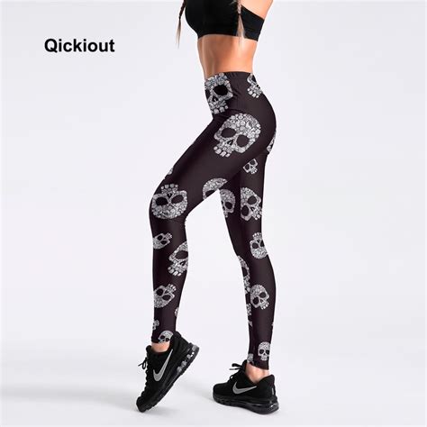 qickitout leggings new arrival 2018 women s plus size leggings black skull thermal leggings