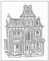 Coloring Pages Victorian Houses House Book Color Print Kids Doll Dollhouse Hill Colour sketch template