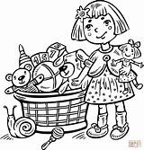 Coloring Clipart Toy Girl Box Toys Pages Playing Her Kids Outline Children Cartoon Girls Clip Coloriage sketch template
