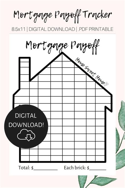 mortgage payoff tracker instant  printable debt  house