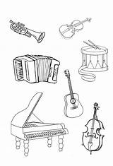 Instruments Musical Coloring Instrument Pages Printable Kids Color Worksheets Orchestra Template Print sketch template