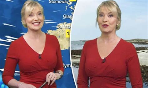 Bbc Weather Carol Kirkwood Stuns In Busty Red Dress For Forecast Tv