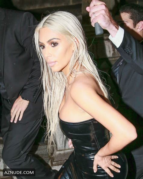 kim kardashian sexy in form fitting black leather dress during new york