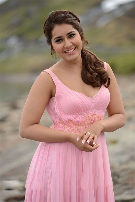Rashi Khanna Latest Hot Stills In Rose Color Dress