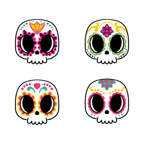 sugar skull cute  vector art  vecteezy