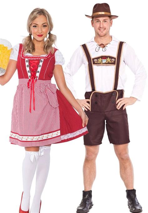 couple oktoberfest wench beer maid german lederhosen