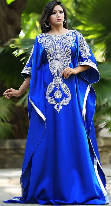 blue color modern arabic kaftan  women moroccan caftan etsy