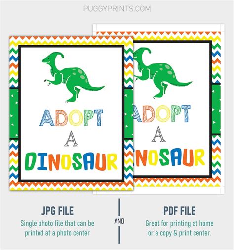 adopt  dinosaur sign printable dinosaur birthday party sign etsy