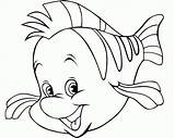 Coloring Fish Pages Clipart Simple Little Kids Printable Library Mermaid Flounder sketch template