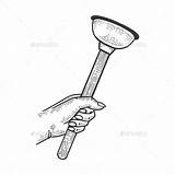Plunger Engraving Sketch Vector Hand Graphicriver sketch template