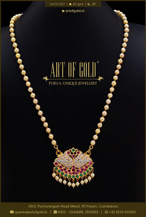 pearl necklace  gold pendant art  gold jewellery coimbatore