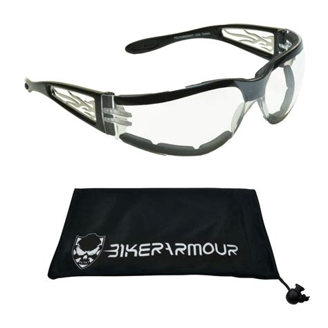 Motorcycle Riding Glasses With Chrome Flame Temples Safety