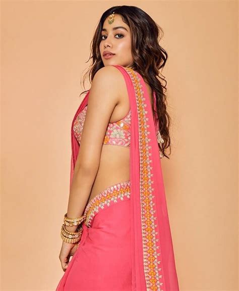 Janhvi Kapoor Navel Exposing Stills In Pink Saree Actress Album