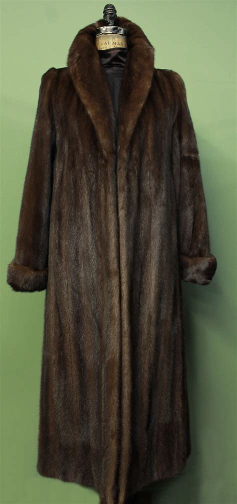 full length mahogany mink fur coat size    marc kaufman furs