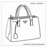 Drawing Prada Bag Handbags Handbag Designer Borsa Disegno Saffiano Sketch Illustration Bags Purse Authentic 2d Purses 3d Gift Style Shoulder sketch template