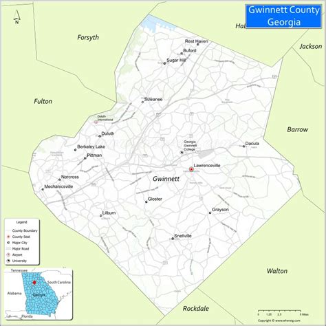 map  gwinnett county georgia   located cities population