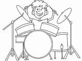 Drum Instrumentos Musicais Talent Drummer Getdrawings Getcolorings Kidsplaycolor Bateria Tocando Menino sketch template