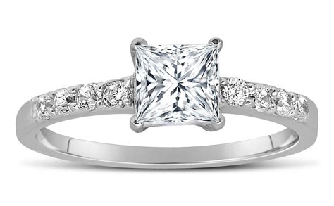 carat princess cut diamond engagement ring   white gold jeenjewels