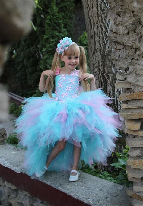 pink blue flower girl dress birthday holiday pink aqua blue lilac