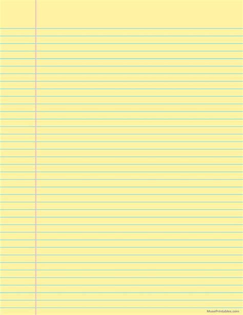 printable yellow narrow ruled notebook paper  letter paper