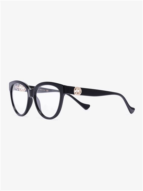 Gucci Eyewear Black Gg Chain Optical Glasses Browns