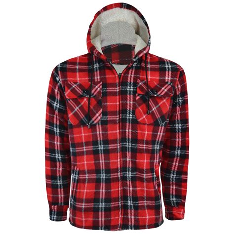 mens warm thick top fur fleece lined padded shirt lumberjack flannel work jacket ebay