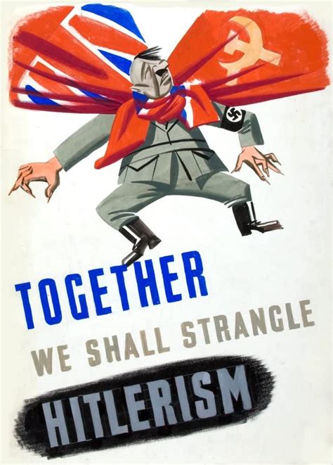 vintage british ww   propaganda unity  strength england  russia