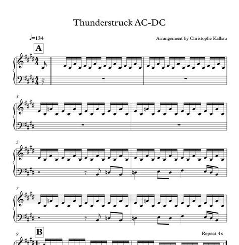 Ac Dc Thunderstruck Piano Sheet Music Best Music Sheet