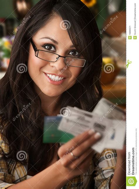 Beautiful Latina Woman With Coupons Stock Image Image