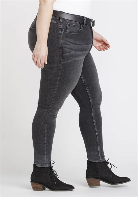 Women S Plus Size Washed Black High Rise Skinny Jeans