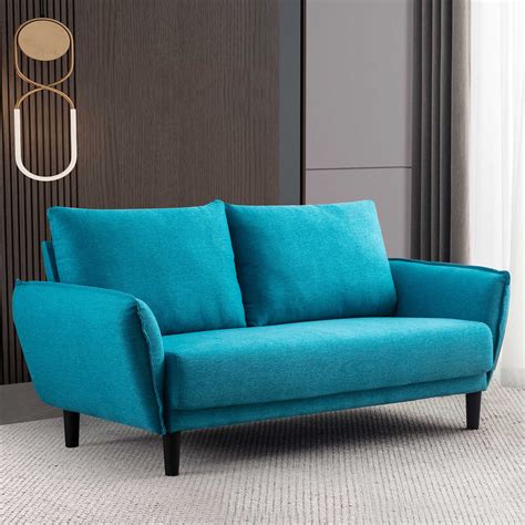 modern mini fabric sofa  small apartment loveseat couch   loose  cushions