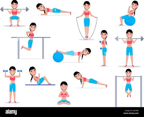 ilustracion vectorial de dibujos animados chica haciendo ejercicios imagen vector de stock alamy