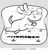 Running Dog Coloring Clipart Outlined Cartoon Vector Cory Thoman Clip sketch template