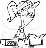Donuts Selling Illustration Cartoon Woman Young Royalty Toonaday Outline Clipart Vector Collc0008 Clip sketch template