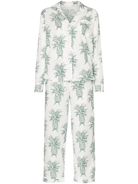 desmond dempsey howie pineapple print cotton pyjama set farfetch cotton pajama sets