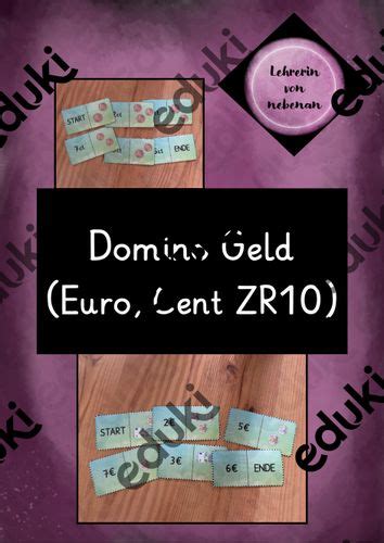 dominos geld klasse  zr euro und cent unterrichtsmaterial  den faechern