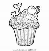 Coloring Book Cake Pages Food Vector Stock sketch template
