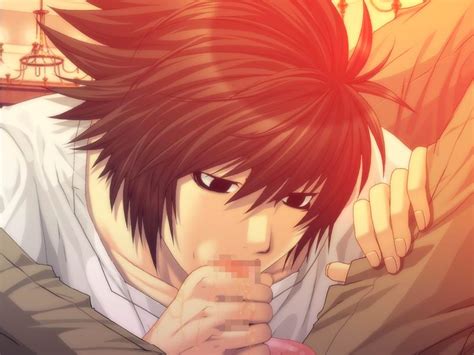 Rule 34 Censored Death Note Gay L Lawliet Light Yagami Male Oral