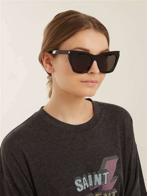 kate square cat eye frame acetate sunglasses saint laurent
