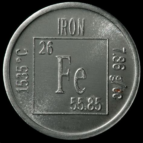element coin  sample   element iron   periodic table