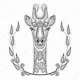 Giraffe Zentangle Jirafas Totem sketch template