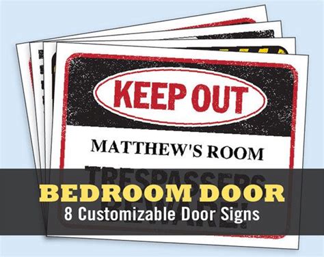 fun kids bedroom door signs printable customizable digital  templates