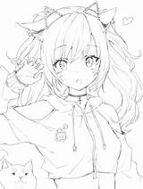 Anime Pages Drawing Coloring Cute Colouring Drawings Girl Kawaii Neko Manga Aesthetic Line Lineart Character Chibi Sketch Choose Board Uploaded sketch template