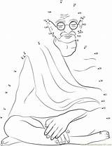 Gandhi Mahatma Dots Jayanti Cinderella sketch template