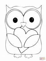 Coloring Owl Pages Valentine Heart Hugging Supercoloring Printable Valentin sketch template