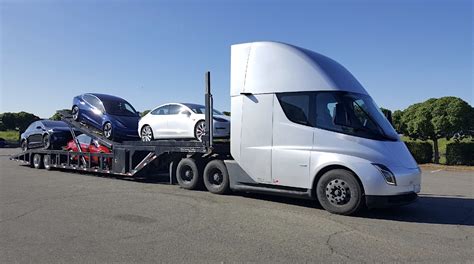Here Is A Tesla Semi Truck Carrying A Tesla Car Carrier