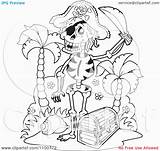 Pirate Skeleton Coloring Chest Pages Treasure Clipart Outlined Standing Skulls Illustration Royalty Vector Visekart Library Pirata Esqueleto Colorear Para Popular sketch template
